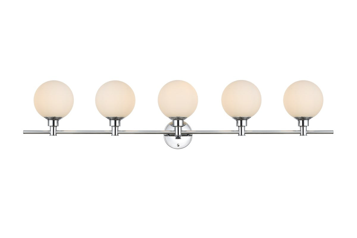 5 Light Chrome And Frosted White Bath Sconce by Living District