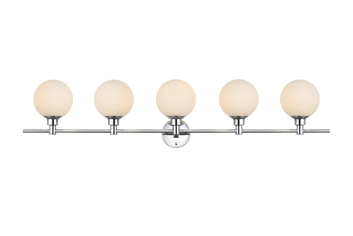 5 Light Chrome And Frosted White Bath Sconce by Living District