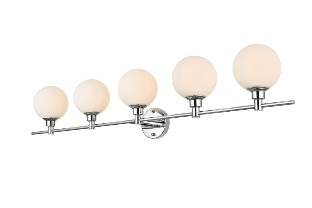 5 Light Chrome And Frosted White Bath Sconce