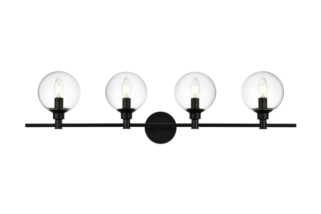 4 Light Black And Clear Bath Sconce by Living District