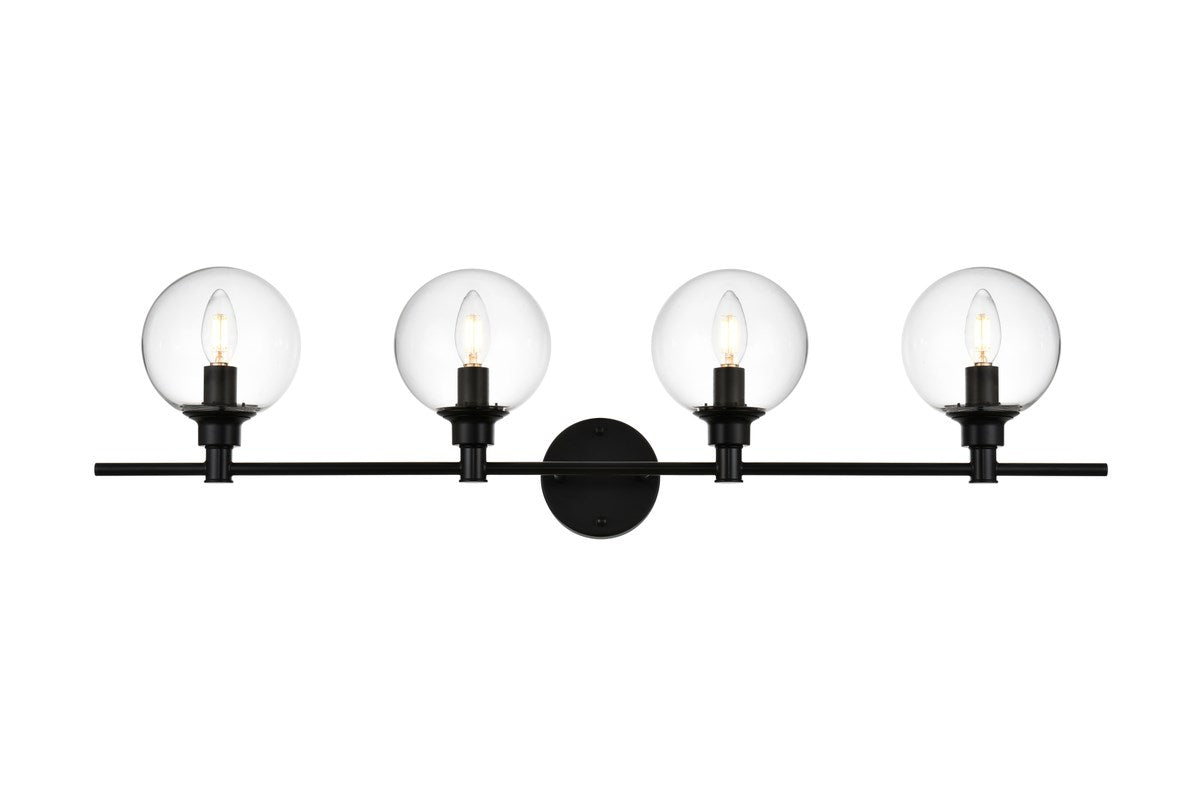 4 Light Black And Clear Bath Sconce by Living District