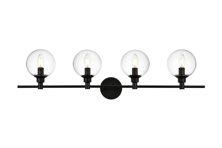 4 Light Black And Clear Bath Sconce by Living District