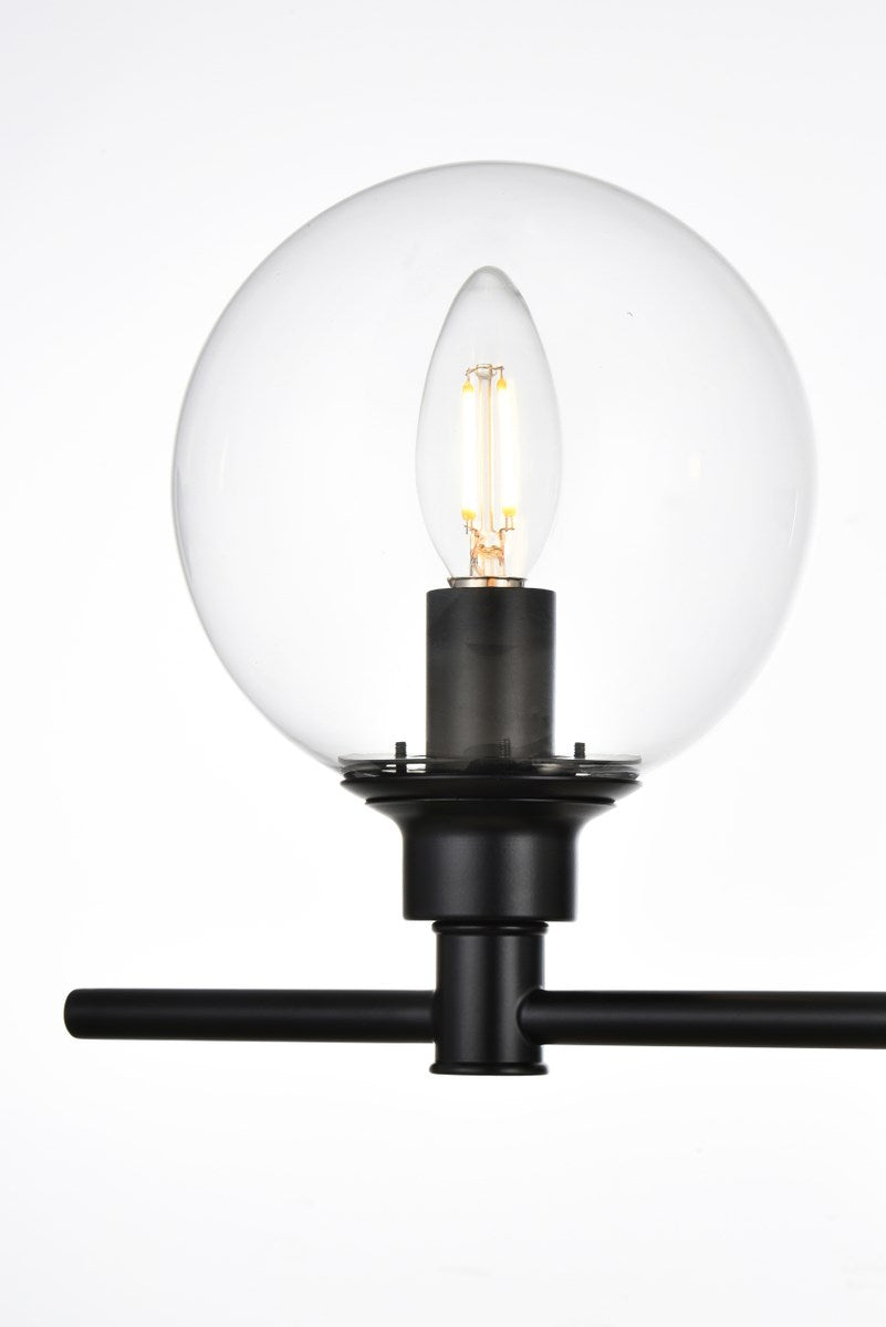 4 Light Black And Clear Bath Sconce