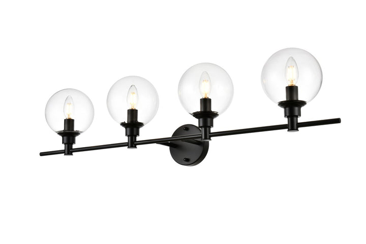 4 Light Black And Clear Bath Sconce