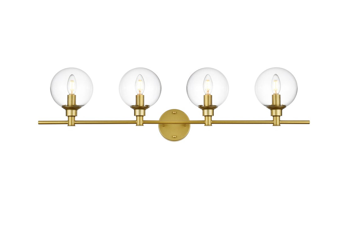4 Light Brass And Clear Bath Sconce by Living District