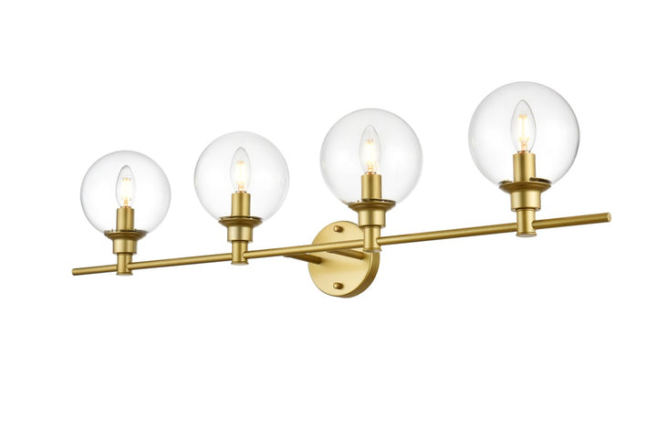 4 Light Brass And Clear Bath Sconce