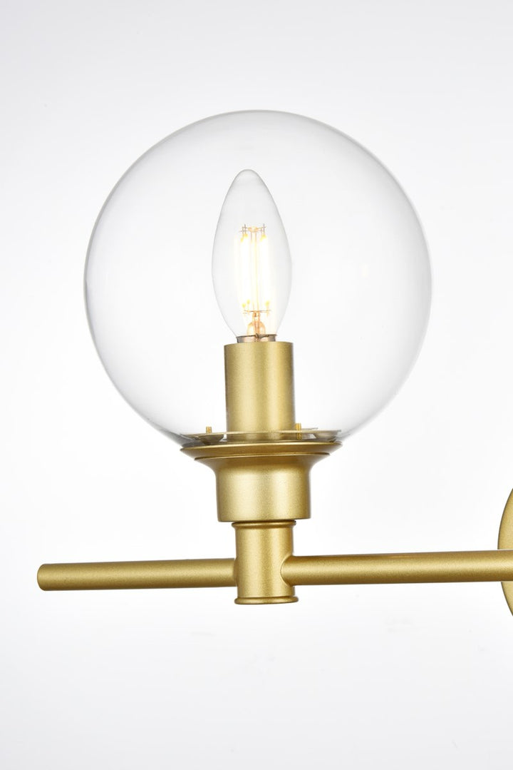 4 Light Brass And Clear Bath Sconce