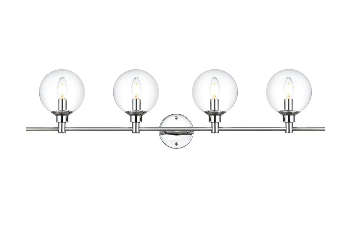 4 Light Chrome And Clear Bath Sconce by Living District