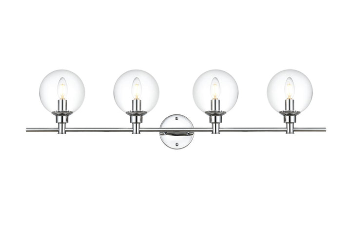 4 Light Chrome And Clear Bath Sconce by Living District