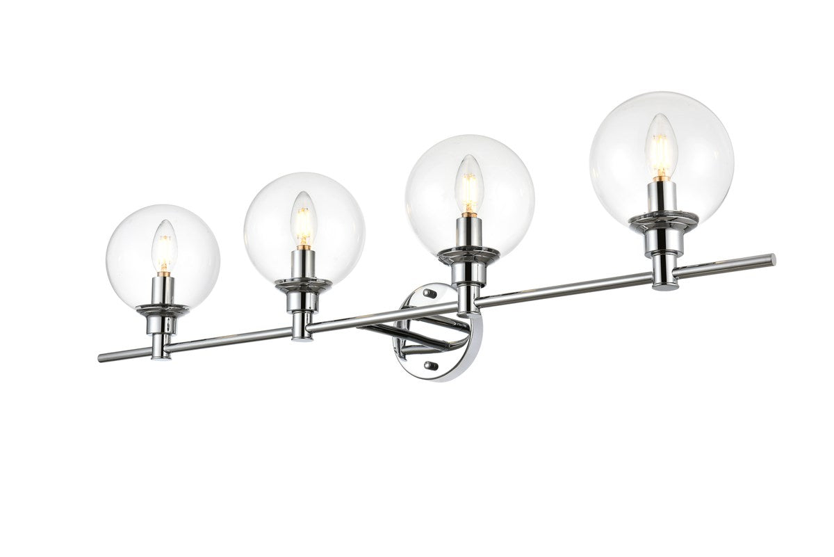 4 Light Chrome And Clear Bath Sconce