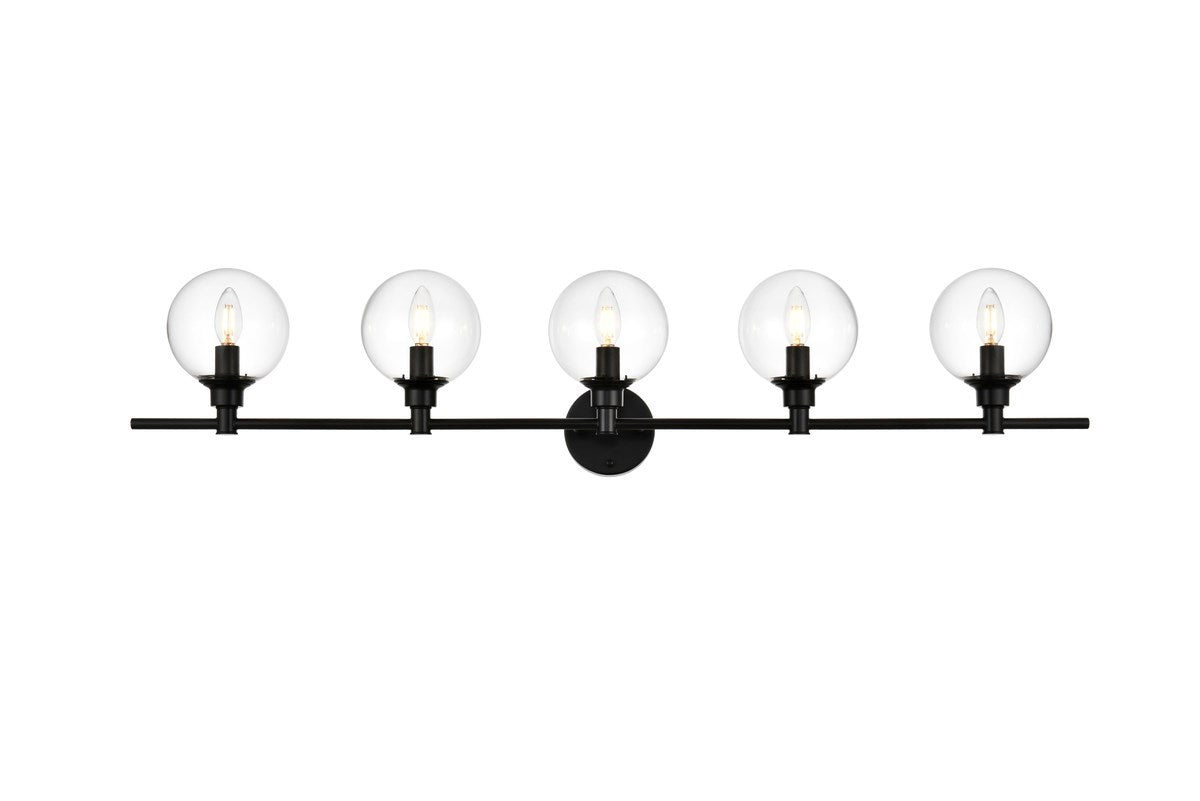 5 Light Black And Clear Bath Sconce by Living District