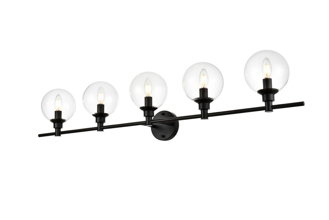 5 Light Black And Clear Bath Sconce