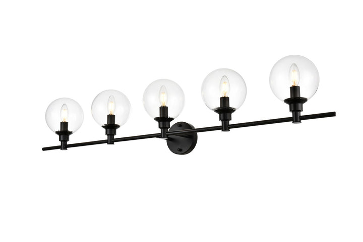5 Light Black And Clear Bath Sconce