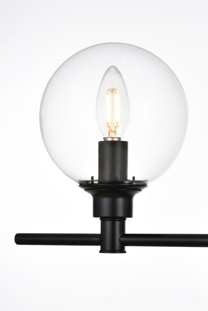 5 Light Black And Clear Bath Sconce