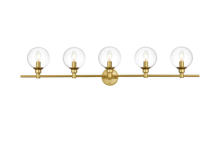 5 Light Brass And Clear Bath Sconce by Living District
