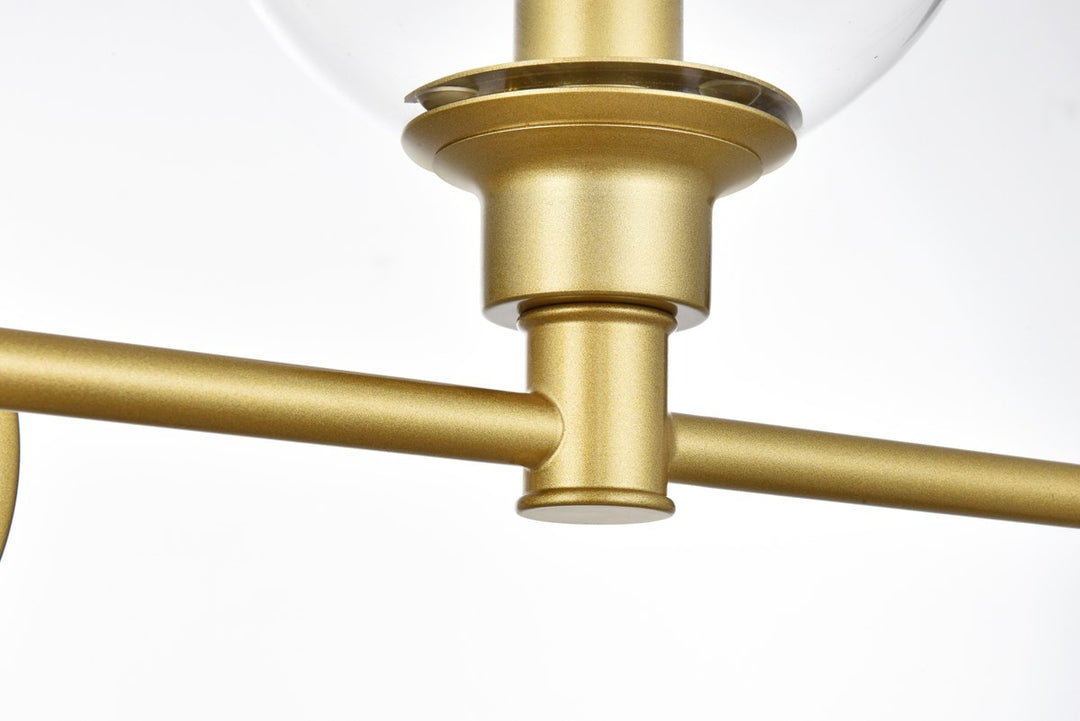 5 Light Brass And Clear Bath Sconce