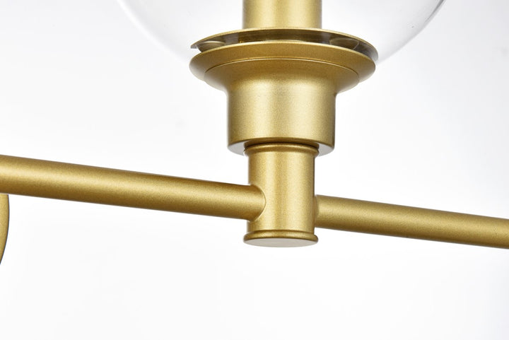 5 Light Brass And Clear Bath Sconce