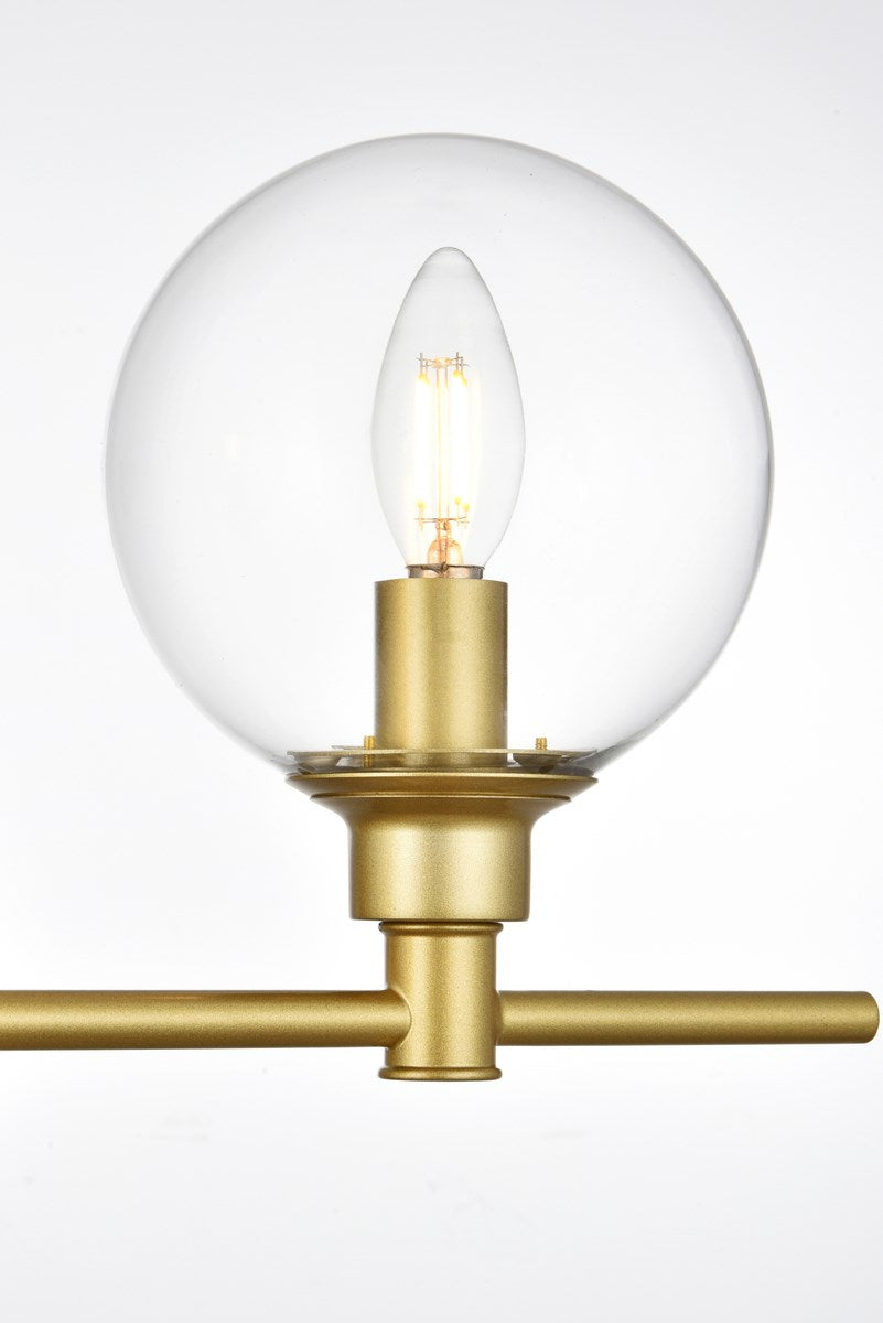 5 Light Brass And Clear Bath Sconce