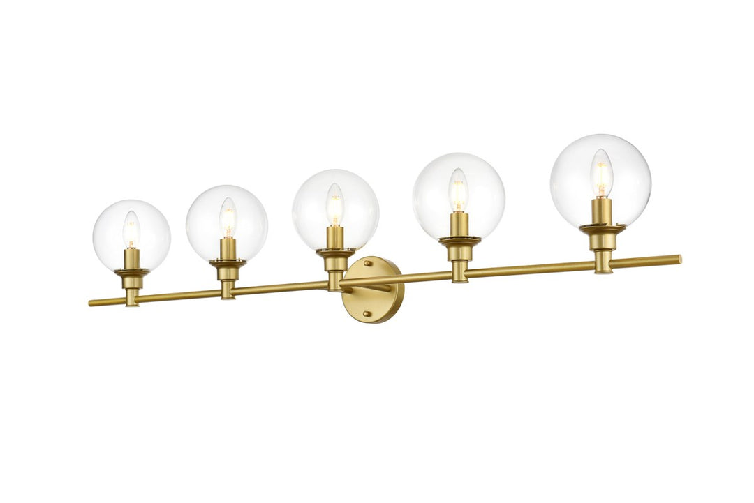 5 Light Brass And Clear Bath Sconce