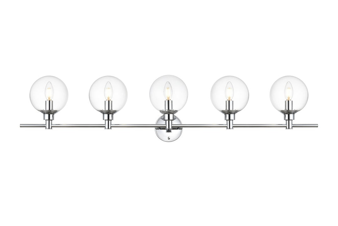5 Light Chrome And Clear Bath Sconce by Living District
