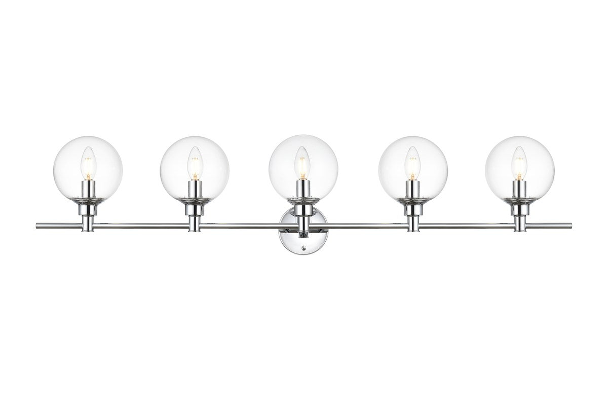 5 Light Chrome And Clear Bath Sconce by Living District