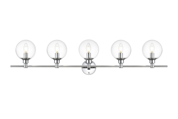 5 Light Chrome And Clear Bath Sconce by Living District