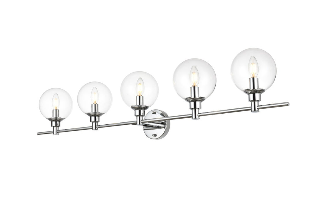 5 Light Chrome And Clear Bath Sconce
