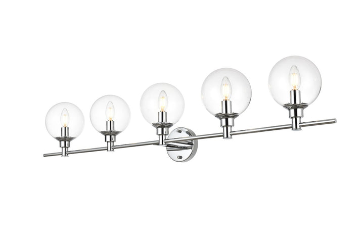5 Light Chrome And Clear Bath Sconce