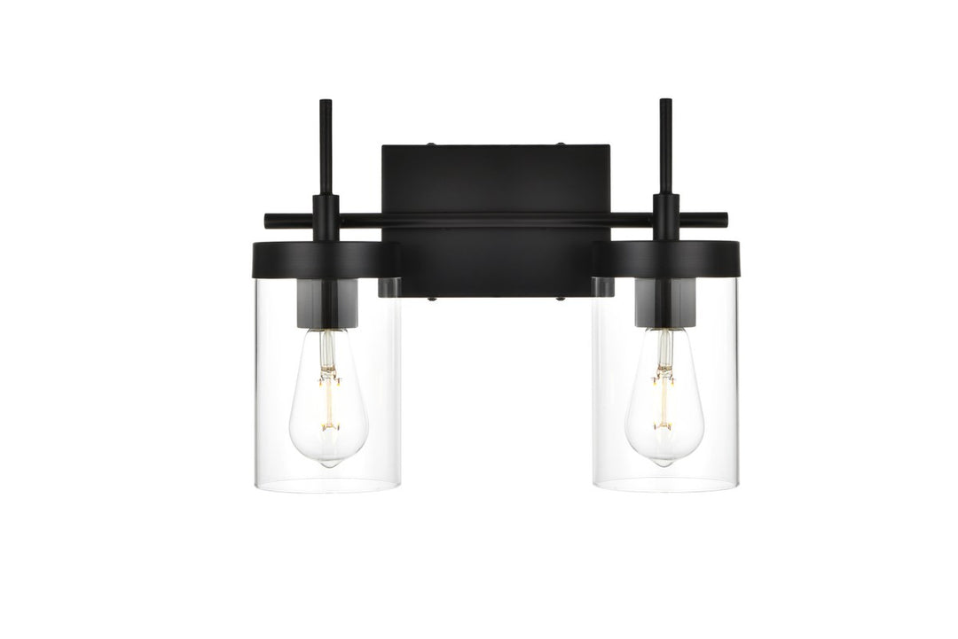 2 Light Black And Clear Bath Sconce by Living District