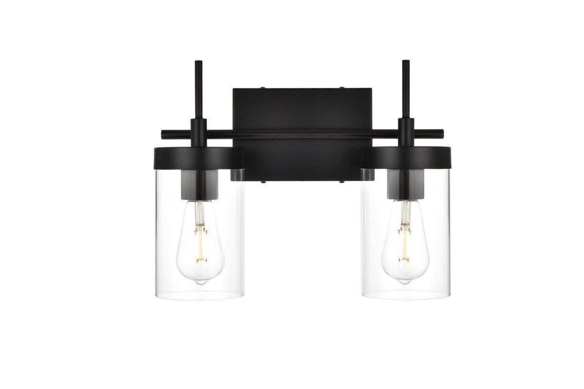 2 Light Black And Clear Bath Sconce by Living District