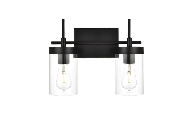 2 Light Black And Clear Bath Sconce by Living District