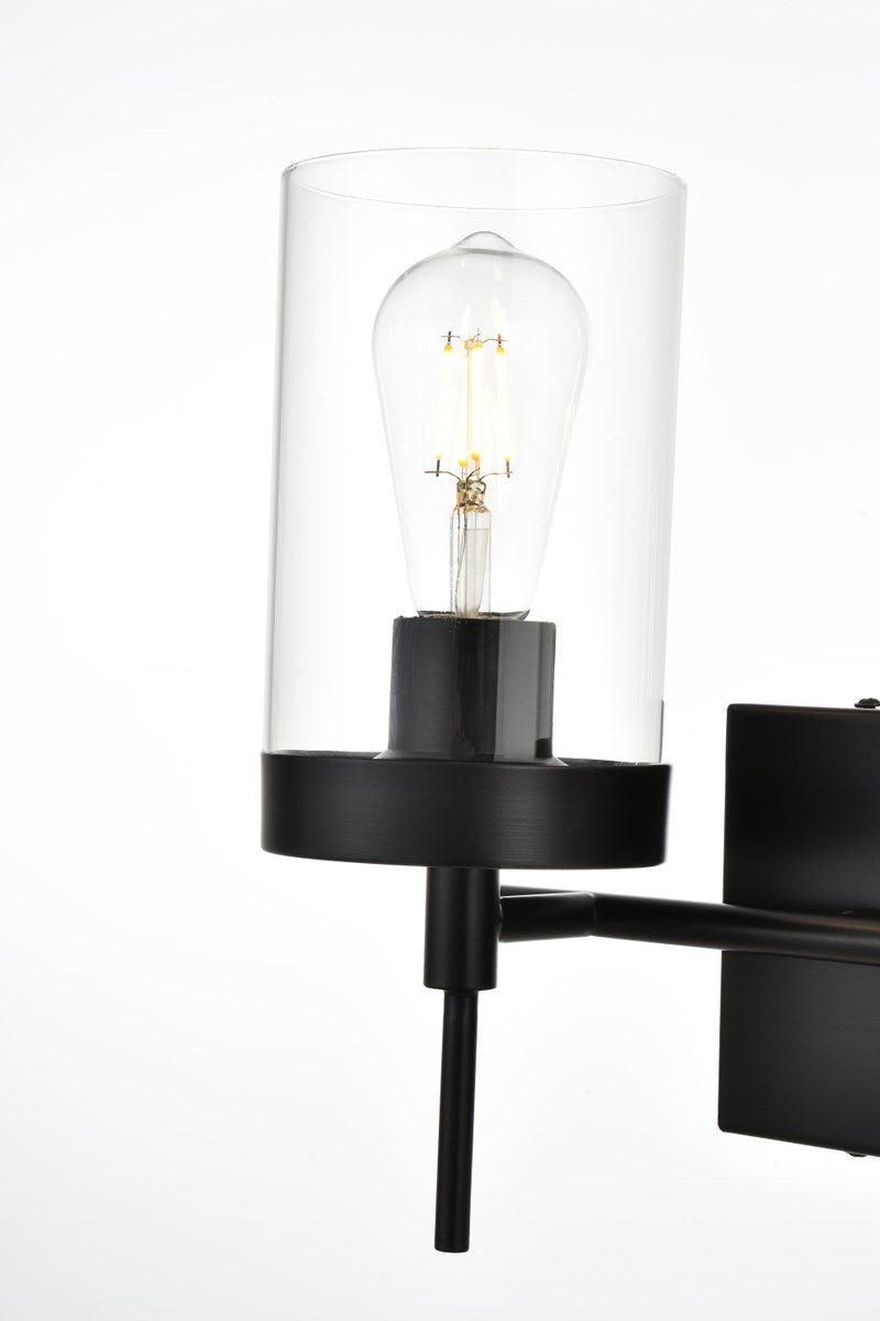 2 Light Black And Clear Bath Sconce