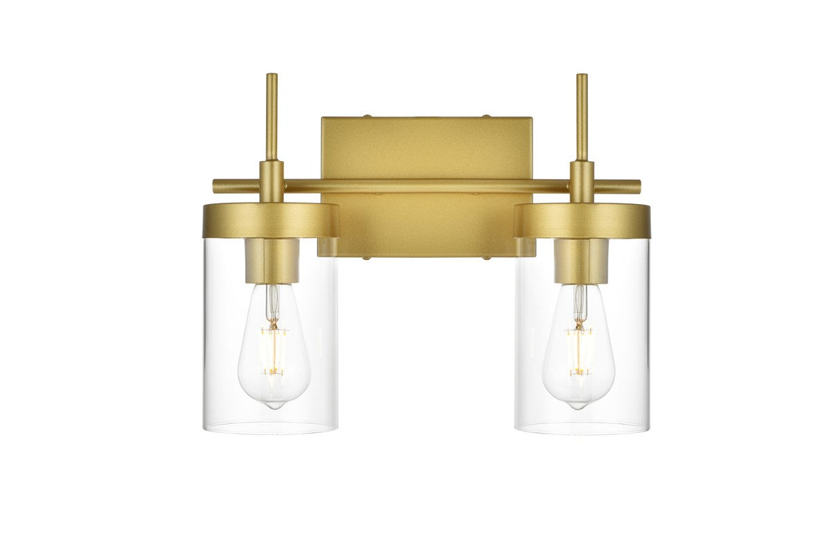 2 Light Brass And Clear Bath Sconce by Living District