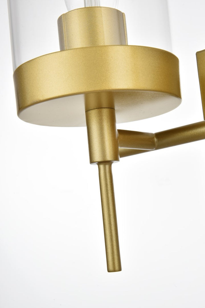 2 Light Brass And Clear Bath Sconce