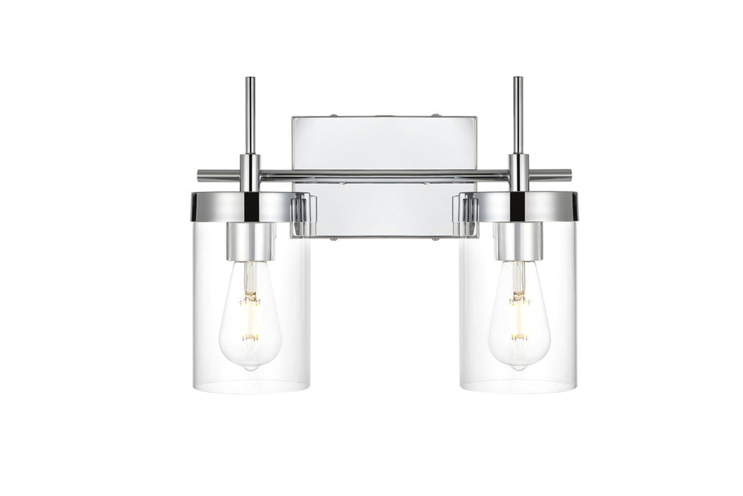 2 Light Chrome And Clear Bath Sconce by Living District