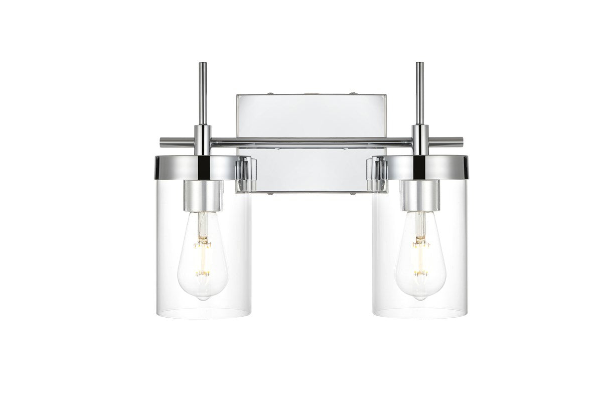 2 Light Chrome And Clear Bath Sconce by Living District