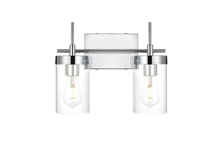 2 Light Chrome And Clear Bath Sconce by Living District