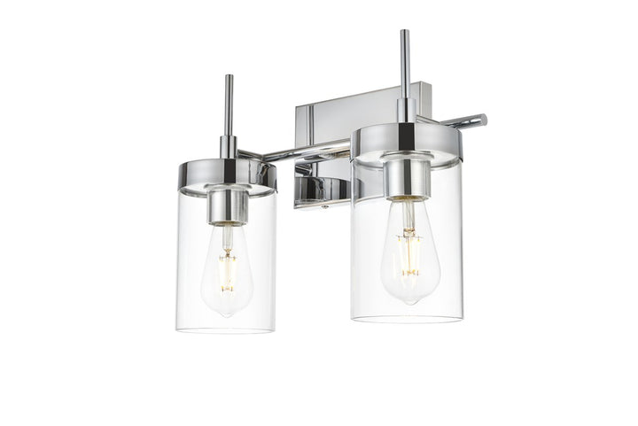 2 Light Chrome And Clear Bath Sconce