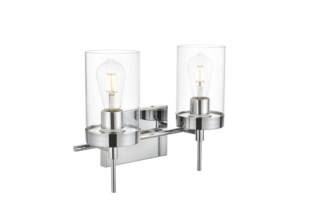 2 Light Chrome And Clear Bath Sconce