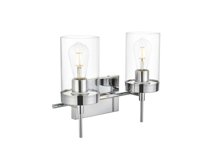 2 Light Chrome And Clear Bath Sconce