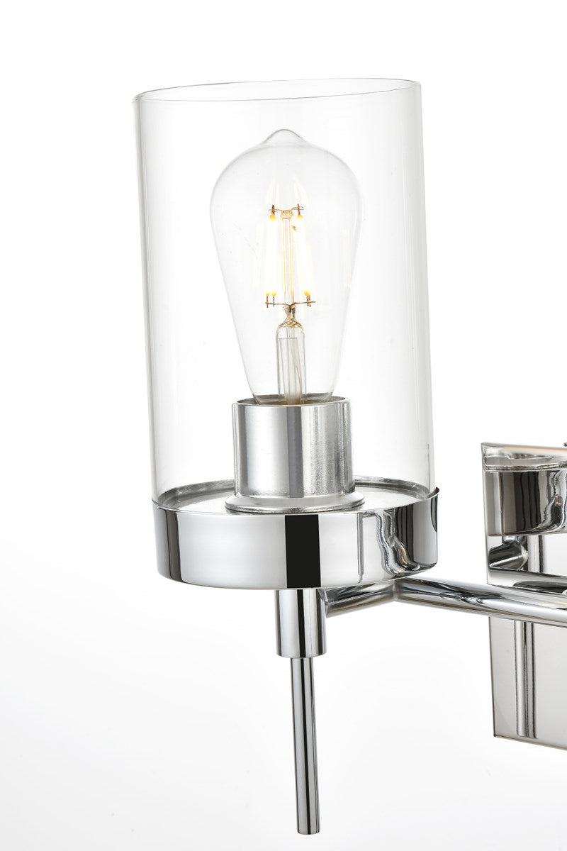 2 Light Chrome And Clear Bath Sconce