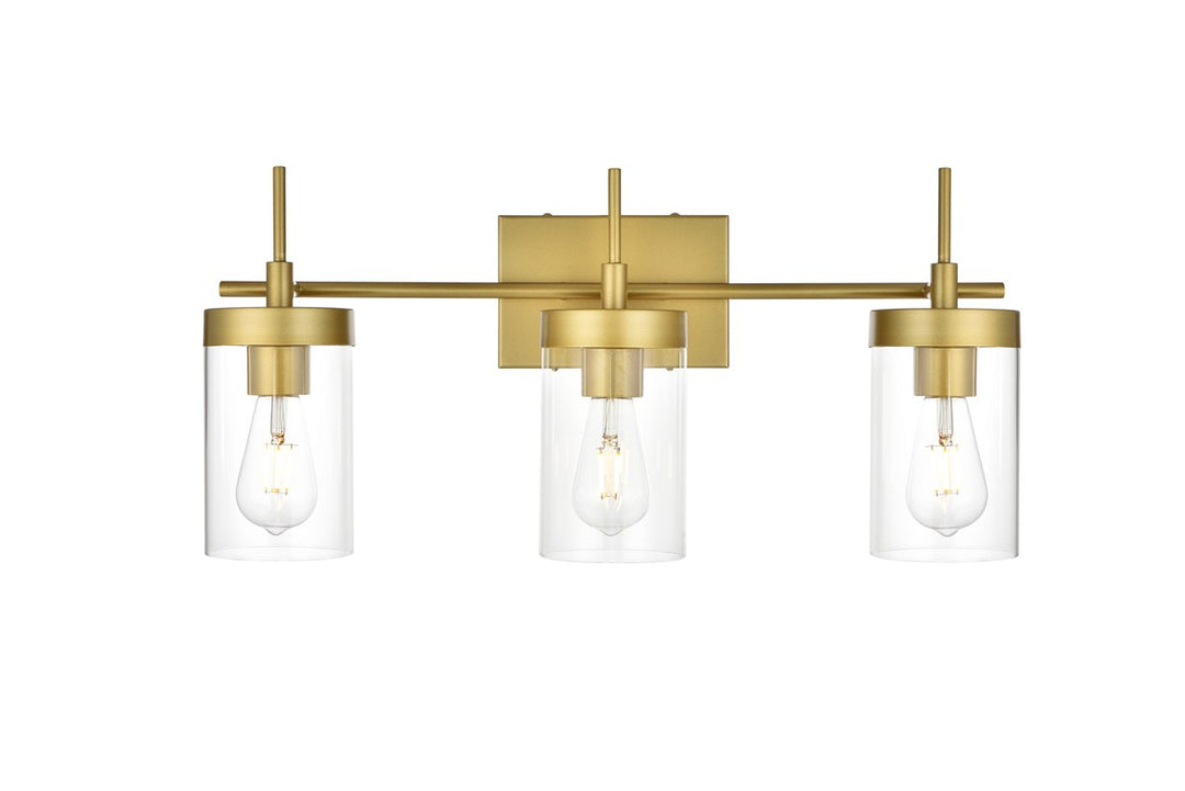 3 Light Brass And Clear Bath Sconce by Living District