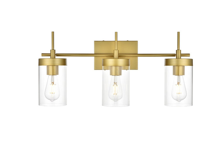 3 Light Brass And Clear Bath Sconce by Living District