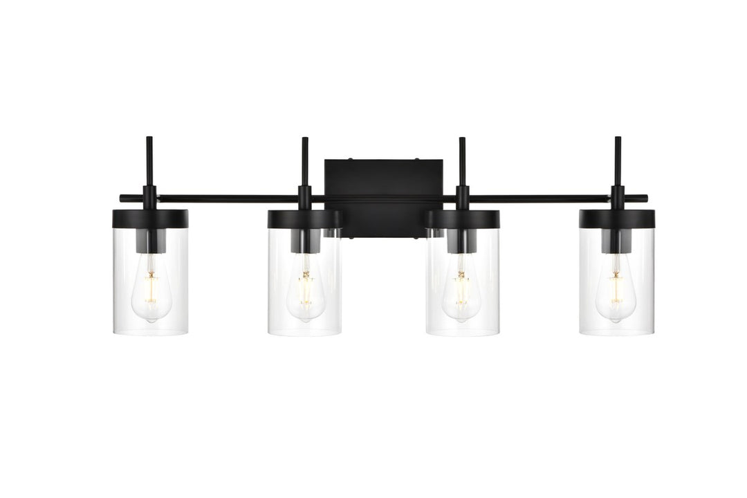 4 Light Black And Clear Bath Sconce by Living District