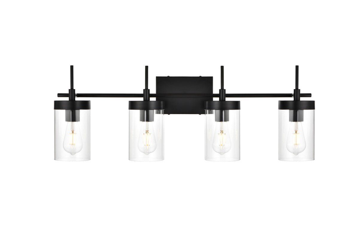 4 Light Black And Clear Bath Sconce by Living District