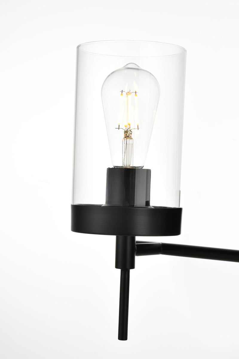 4 Light Black And Clear Bath Sconce