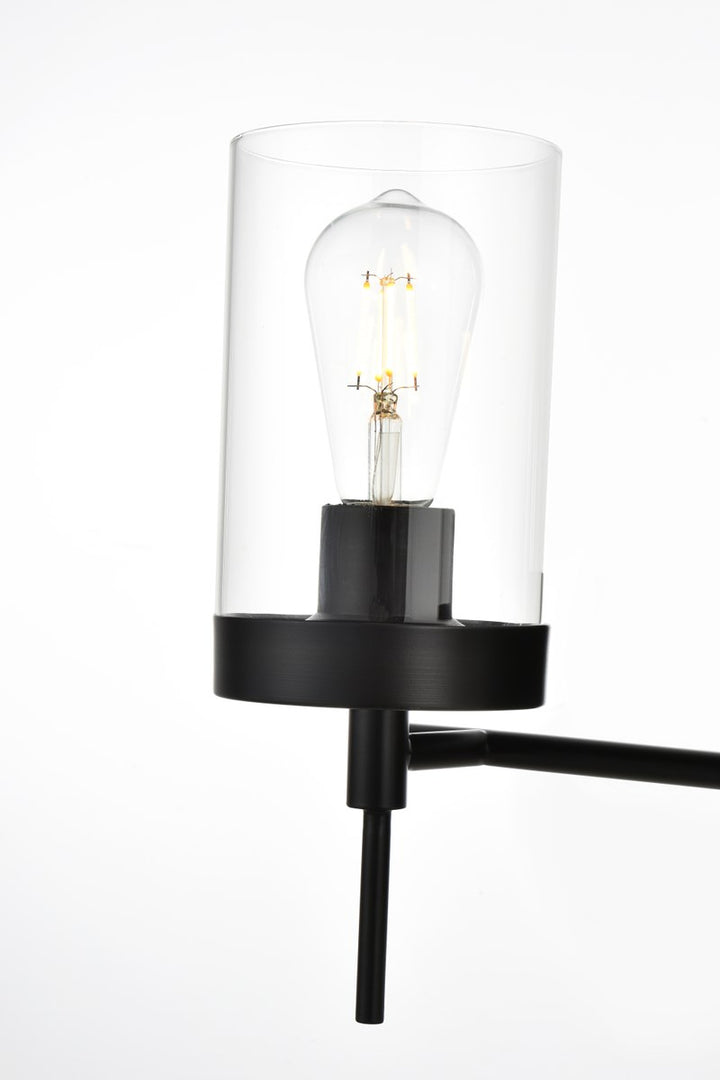 4 Light Black And Clear Bath Sconce