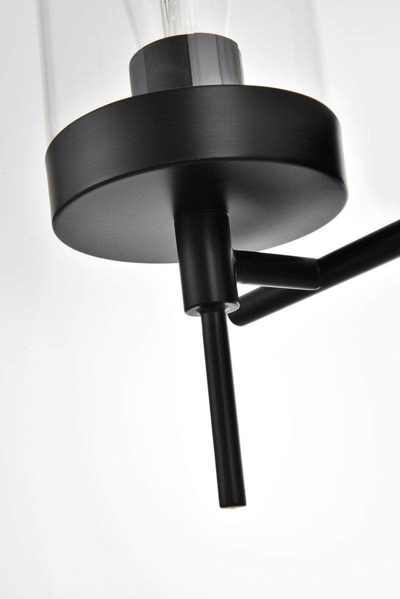 4 Light Black And Clear Bath Sconce