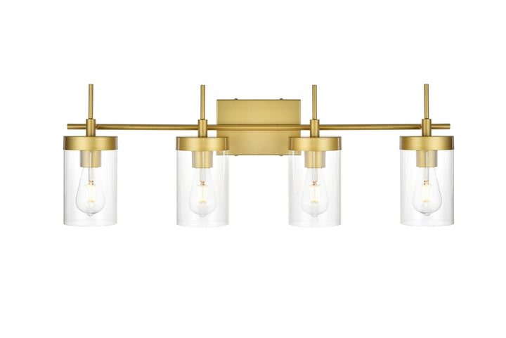 4 Light Brass And Clear Bath Sconce by Living District