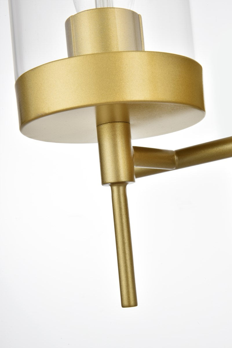 4 Light Brass And Clear Bath Sconce